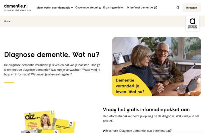 Screenshot homepagina dementie.nl.