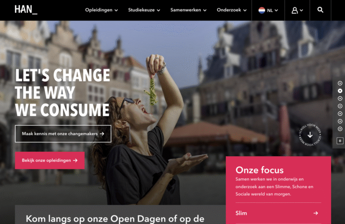 Screenshot homepagina HAN.