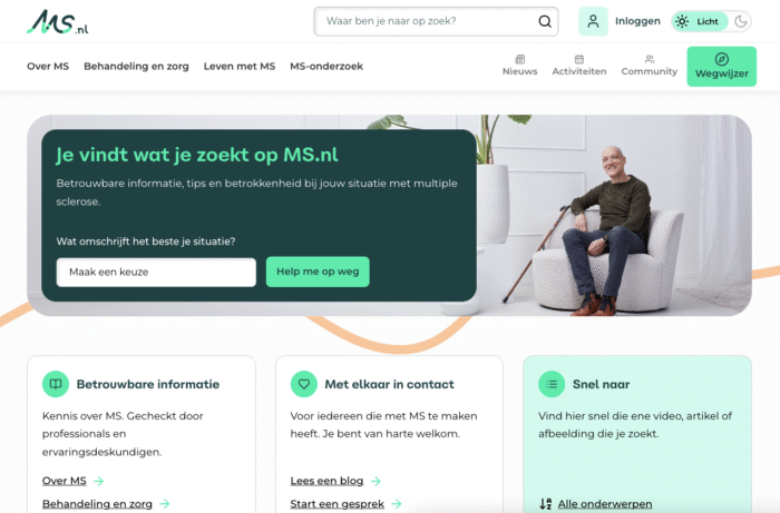 Screenshot homepagina MS.nl.