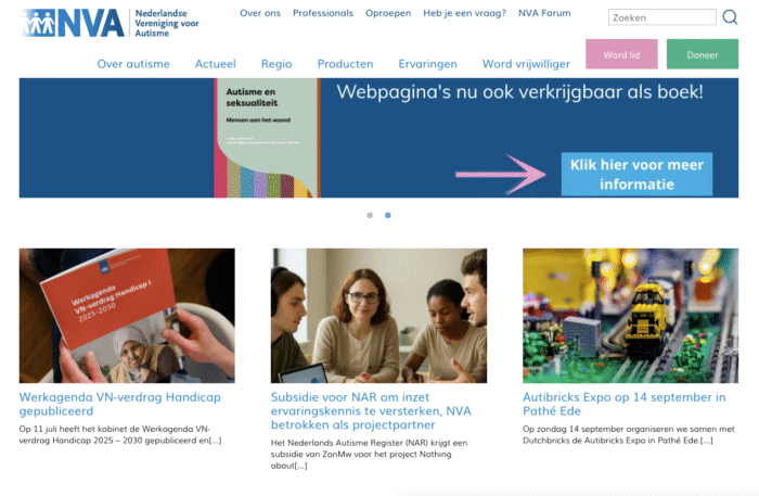 Screenshot homepagina NVA.